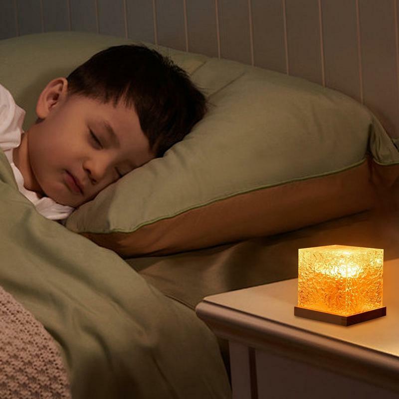 โคมไฟออร่าเทสเซอแร็คควบคุมระยะไกลโคมไฟชาร์จ USB คริสตัล lampu tidur อะคริลิคแบบปรับได้16สี