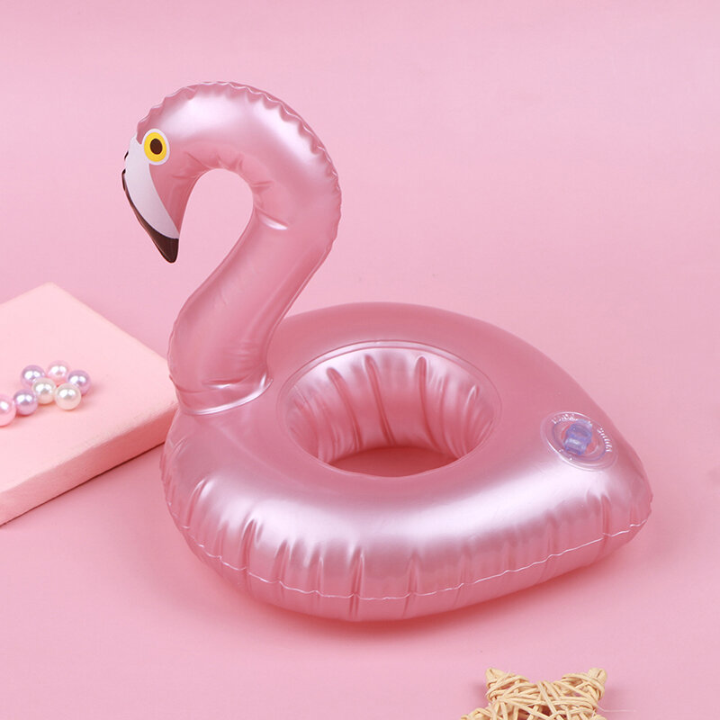 1Pcs Mini Inflatable Flamingo สระว่ายน้ำลอยของเล่นเครื่องดื่มลอยถ้วยผู้ถือเวทีการแสดง Props ของเล่นสำหรับในร่ม/กลางแจ้ง