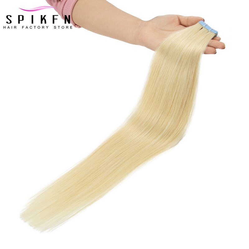 SPIKFN Blonde Tape in Human Hair Extensions 12"-24" Seamless Adhesive Tape Human Hair Natural Straight Machine Remy Tape on
