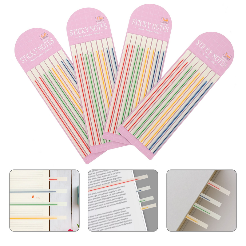 Etiquetas de cuaderno de 4 libros, cinta de conducto transparente, marcadores de lectura adhesivos de anotación para fluorescencia estética