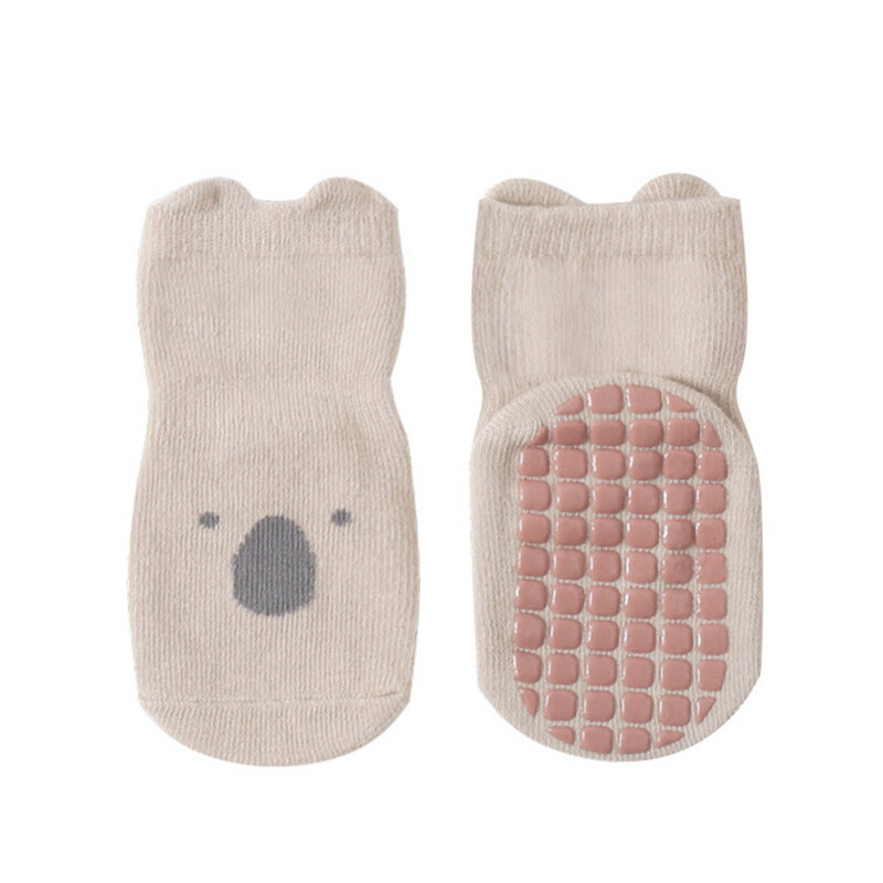 Детские осенние нескользящие носки из смеси хлопка нескользящие носки до щиколотки с мультяшными животными