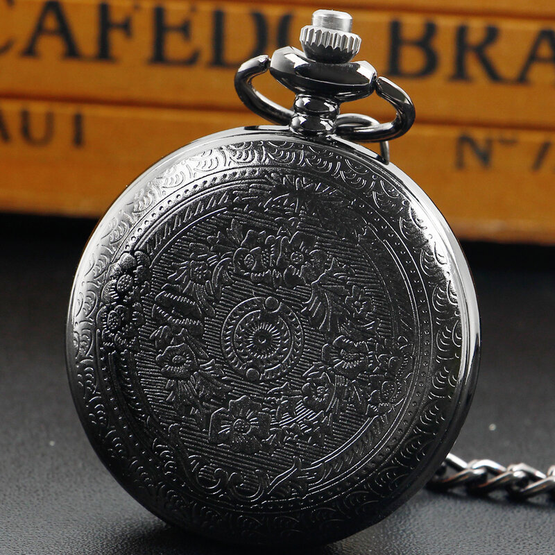 Reloj de bolsillo para hombre y mujer, pulsera de cuarzo con diseño de joyería, Estilo Vintage, a la moda, color negro