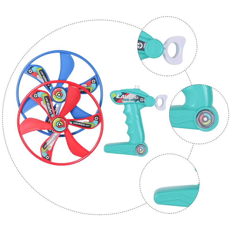 Platillo de plástico para niños, juguete de disco volador, plato giratorio, cable de tracción