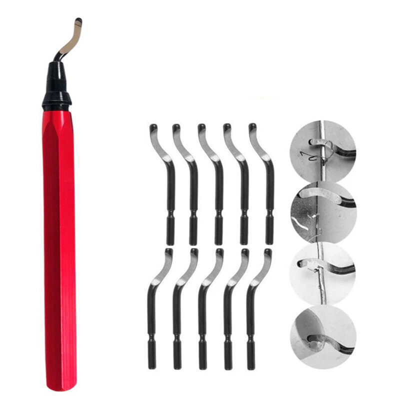 RB1000 Handle Burr Metal Deburring Tool Handle Remover Cutting Tool With 10pcs Rotary Deburr Blade For Stainless Steel Aluminum