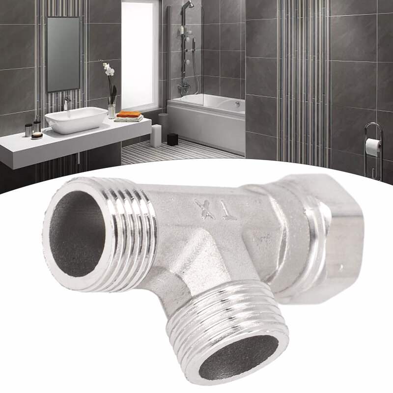 Toilet Diverter Valve Copper T Adapter G1/2 T-Valve For Bath Bidet Sprayer Shower Fitting 4 Points Copper Three-way Water Pipe