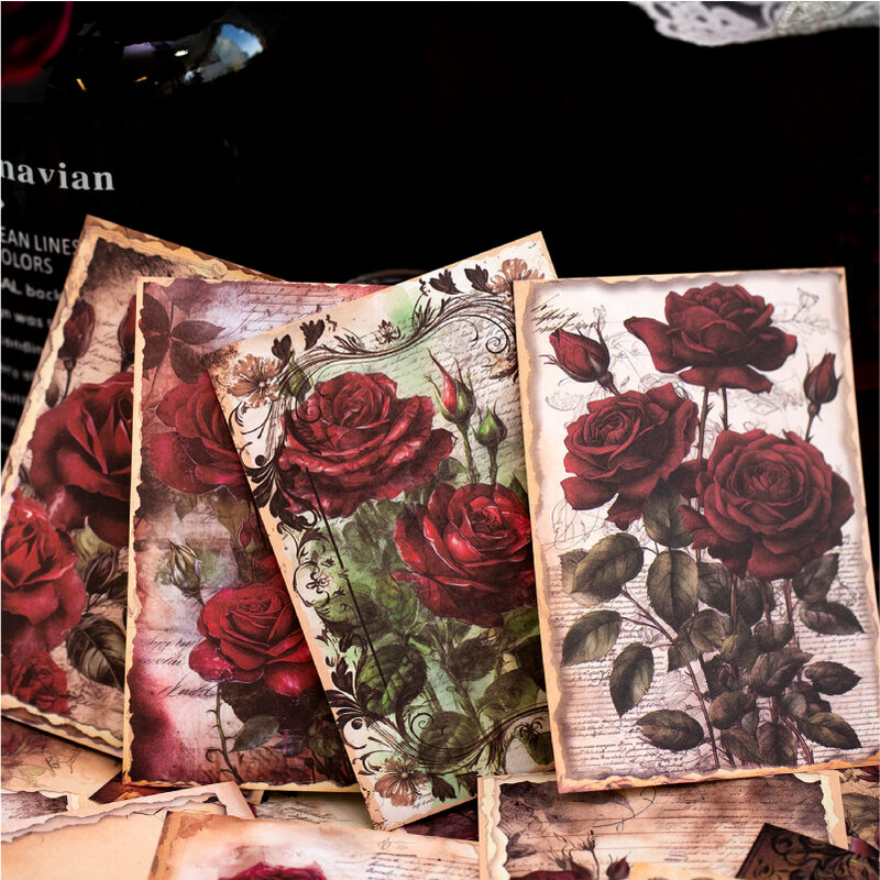 Love and Rose Series Retro Message Paper, Memo Sub, 4Packs, Uno