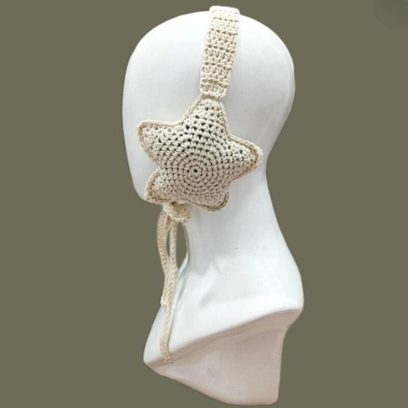 Cache-oreilles en Crochet étoile d'hiver, couleur unie, chauffe-oreilles pour adulte, ski, marche, 449B