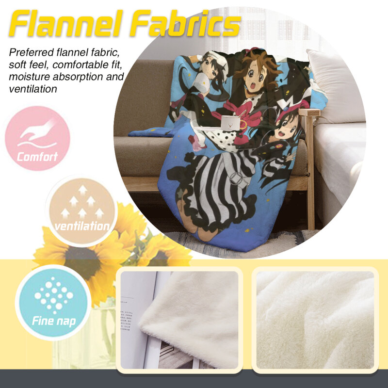 K ON! Anime Kawaii, Japão, Novo Cobertor De Lance De Flanela De Luz Quente, Cobertores De Joelho Nap, Inverno
