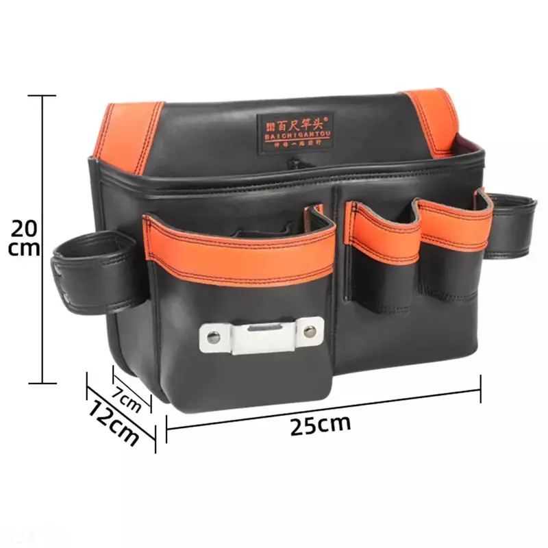New Mmultifunctional Black Leather Tool Insert Measure Waist Bag Electrician Pockets Tape Holder Carpenter Hammer Tool Pouch