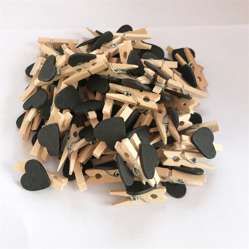 Pinces en bois en forme de cœur pour décoration de mariage, 50 pièces/ensemble, bricolage, mignon, artisanat, 2023