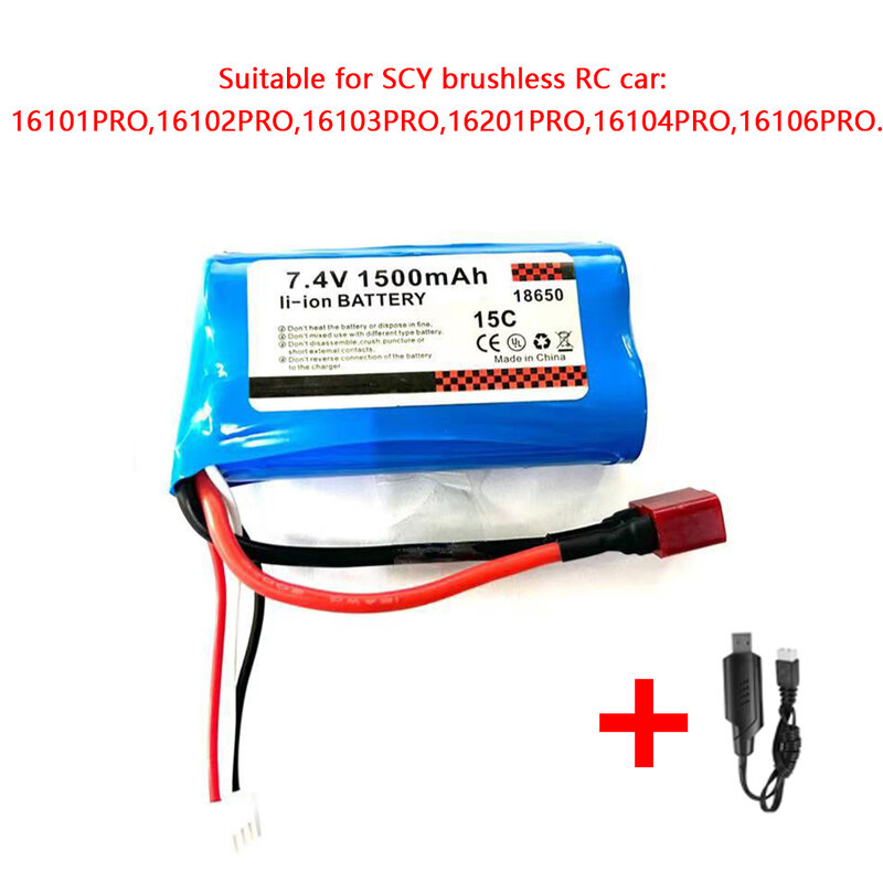 Оригинальная T-образная батарея SCY 16102 16101 16103 16106 16101PRO 16102PRO 16103PRO 16106PRO 16303 2S 7,4 V, аксессуары для радиоуправляемых автомобилей