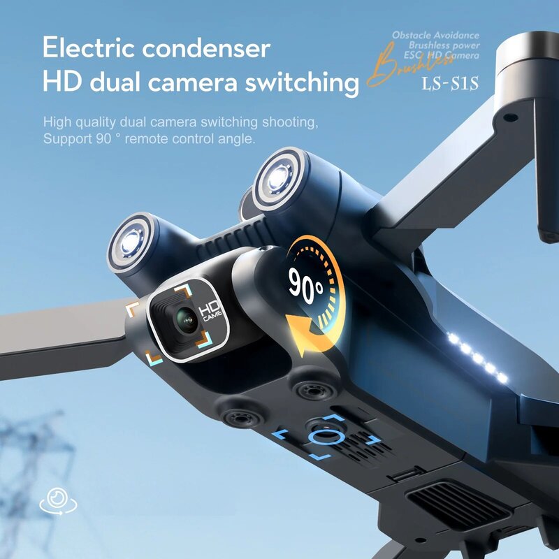 S1S 드론 5G 와이파이 4K 전문 8K HD 카메라, 브러시리스 360 ° 장애물 회피 광학 흐름 RC 접이식 쿼드콥터 장난감 선물