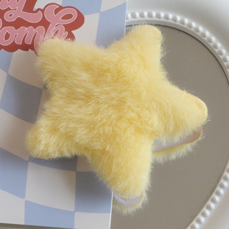 652F Furry Side Bangs Clip Star Y2K-Style Star Sweet Handmade Pins Kopfschmuck Haarschmuck Mini Star Hairpin