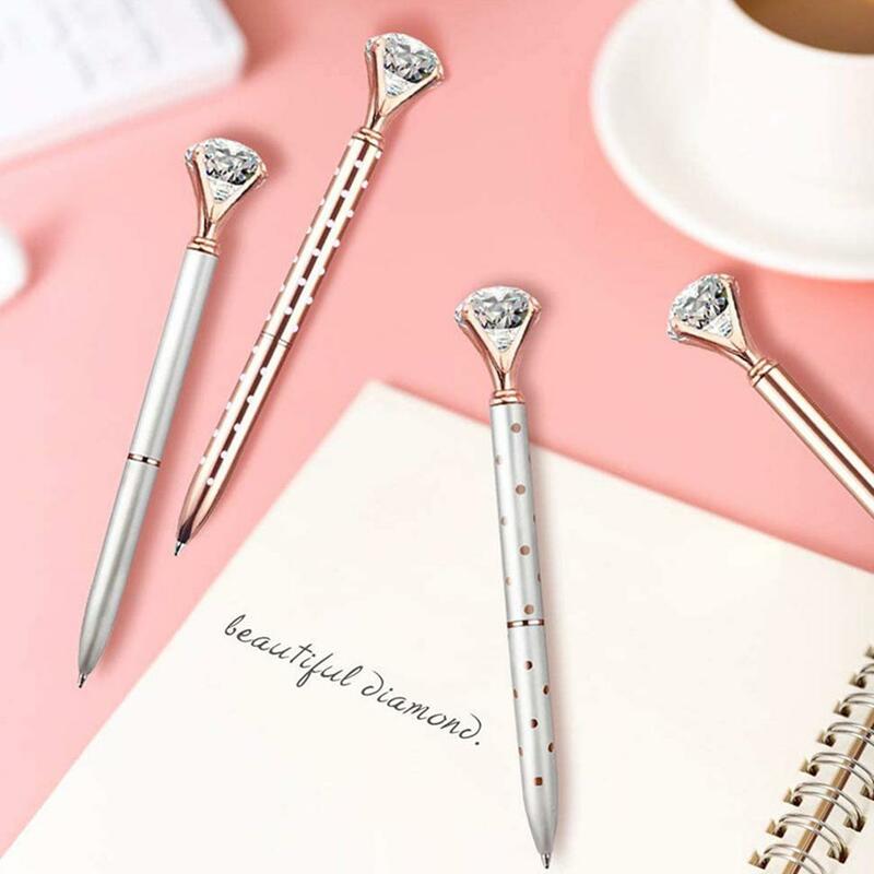 Bolígrafo grande de cristal de diamante, papelería para estudiantes, oficina, regalos de negocios, punta de Metal de 1,0mm, bolígrafo de diamantes de imitación