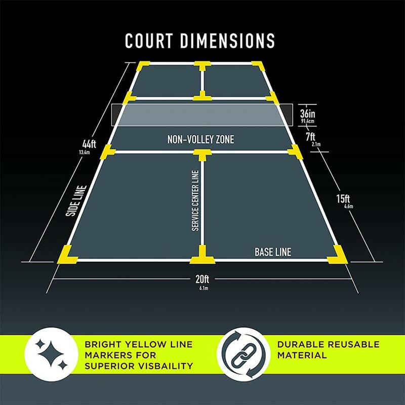 Tennis Ball Court Lines Marker Kit Sports Field Boundary Throw Down Marker Mini Pickleball Tennis Court Limit Marking Set