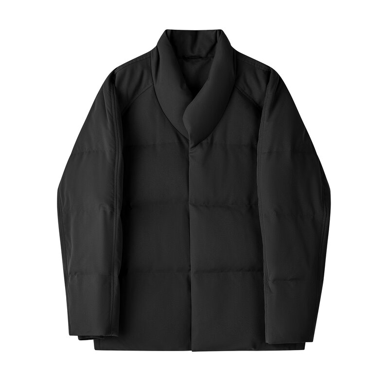 남성용 두꺼운 따뜻한 다운 재킷, 화이트 덕 다운, 겨울 캐주얼 탑, 스탠드 칼라, 긴팔, 단색 코트, 패션