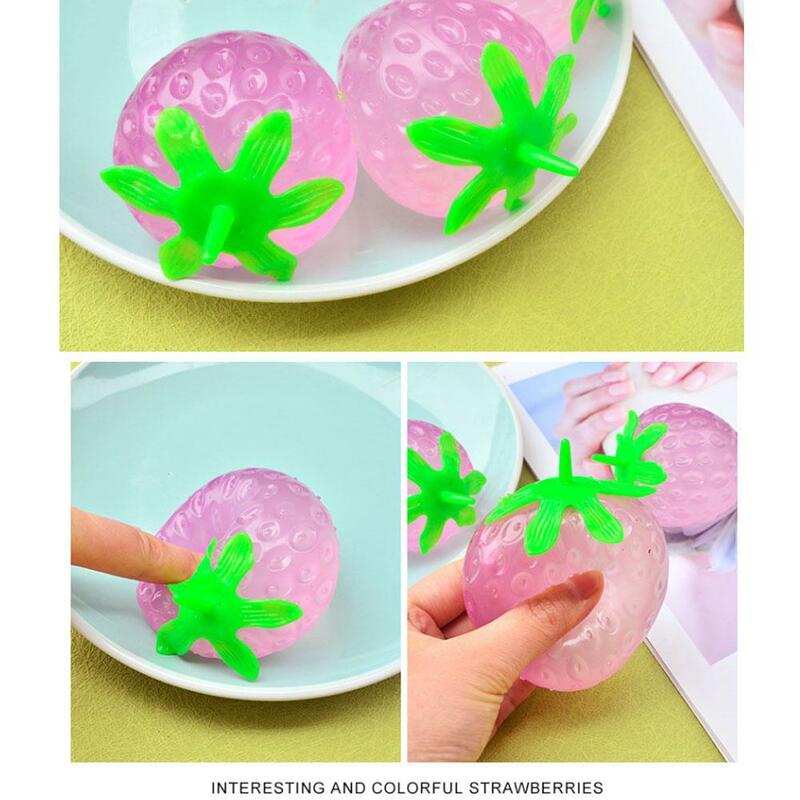 자폐증 자폐증 아동용 시뮬레이션 색상 변경 딸기 스퀴시 과일 손, 스트레스 방지 스퀴즈 볼 감압 장난감
