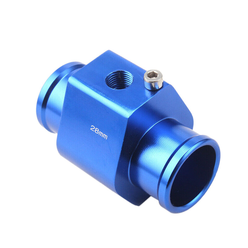 Blue 28mm Universal Car Water Temp Temperature Joint Pipe Sensor Gauge Radiator Hose Adapter with Clamps