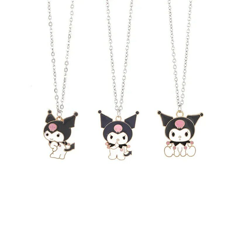 Ожерелье Sanrio Kuromi My Melody Hello Kitty из сплава для мужчин и женщин, черно-белая подвеска, ювелирные изделия, аниме аксессуары, подарок для пары