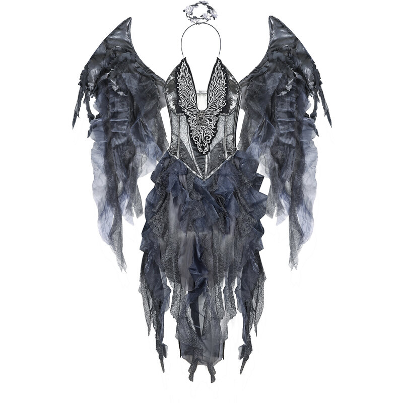 Nieuwe Halloween Dark Angel Kostuum Angel Cosplay Ghost Festival Elf Angel Podium Kostuum