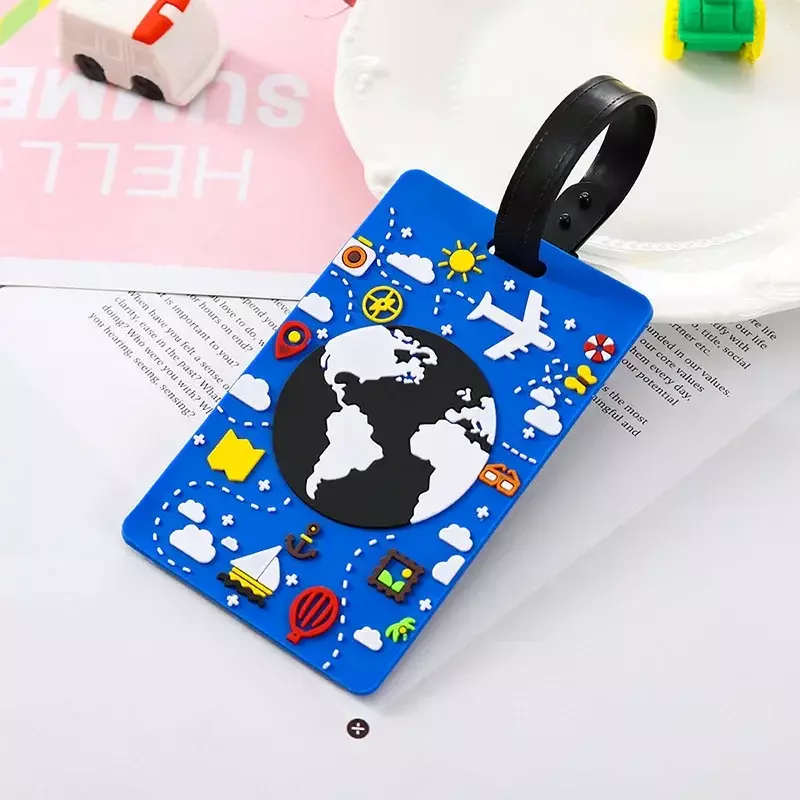 Women Men Luggage Tags PVC Silicone Cute Cartoon Cars Luggage Name ID Tags Boarding Pass for Suitcase Travel Accessories