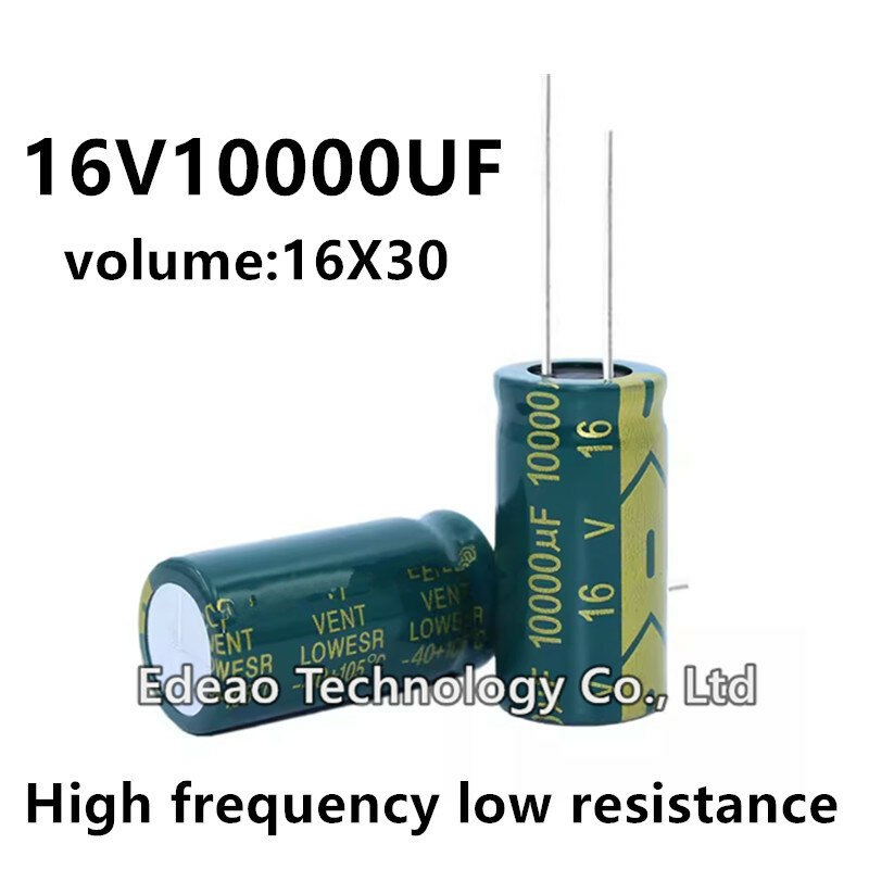 مكثف ألومنيوم منخفض المقاومة ، 16 فولت ، كهربائيا ، 16V10000UF ، 10000UF16V ، حجم 16x30 ، 16x30 ، تردد عالي ، 5 لكل لوت
