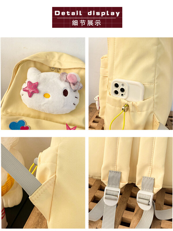 Mochila de Hello Kitty para mujer, bolsa bonita de gran capacidad, a la moda, para escuela primaria y secundaria