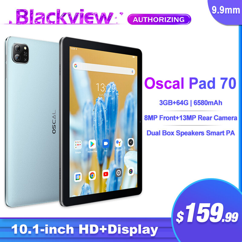 Blackview-Tableta Oscal Pad 70, pantalla de 10,1 pulgadas, 9,9mm, cuerpo fino, 8MP, cámara frontal y trasera de 13MP, batería de 6580mAh, ordenador Android 12