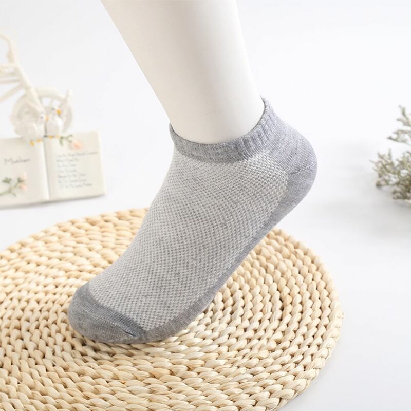 Summer Men Ankle Socks Breathable Thin Mesh Invisible Polyester Cotton Boat Socks