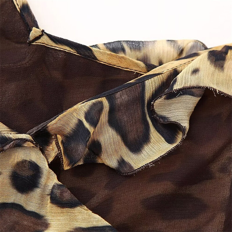 Ellyanelltian-Robe vintage à imprimé léopard pour femme, nouvelle collection 2024