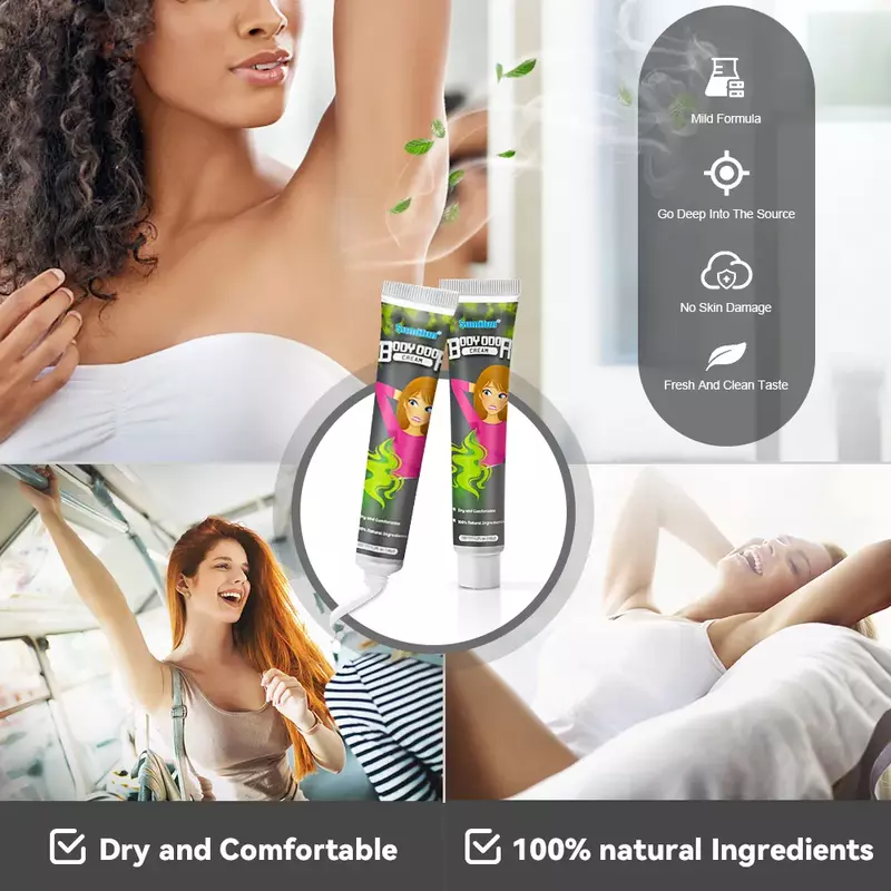 1Pc Body Odor Removal Cream Sumifun Herbs Menthol Armpit Underarm Smell Remover Refreshing Deodorant Ointment Summer Care
