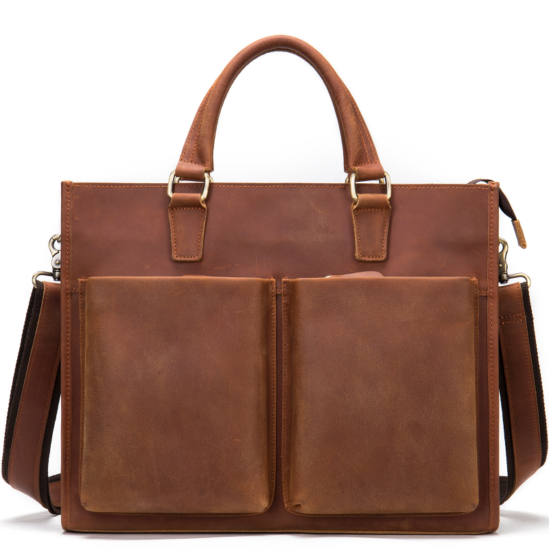 Кожаный портфель crazy horse в европейском и американском ретро-стиле, мужская сумка, вместительная сумка для ноутбука, деловой портфель из натуральной кожи han