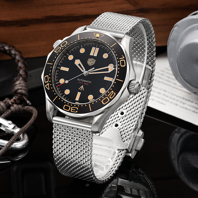Watchdives WD007 Automatic Diver Watch NH35 Movement C3 Super Luminous Domed Sapphire Crystal Watches 007 NTTD Style Wristwatch