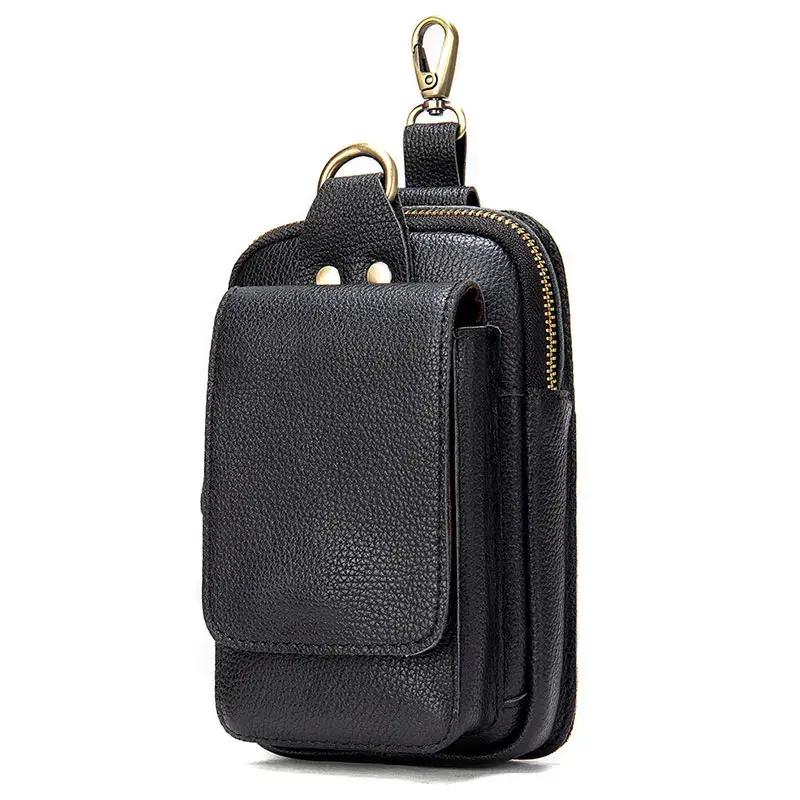 Bolsa de cuero antirrobo para hombre, cinturón superior de 5,7 pulgadas para teléfono móvil, paquete de 6 capas, 5,5