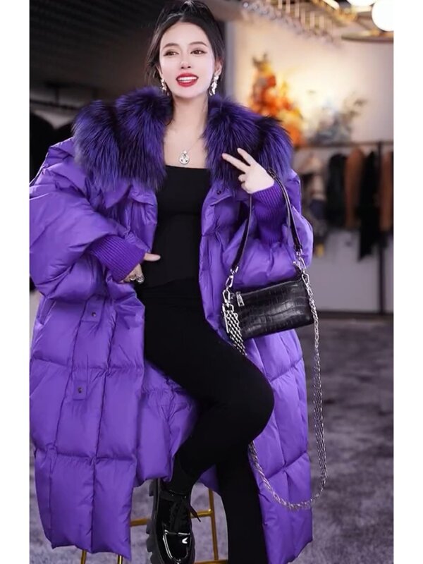 Giacca cappotto in cotone viola piumino donna all'inizio della primavera