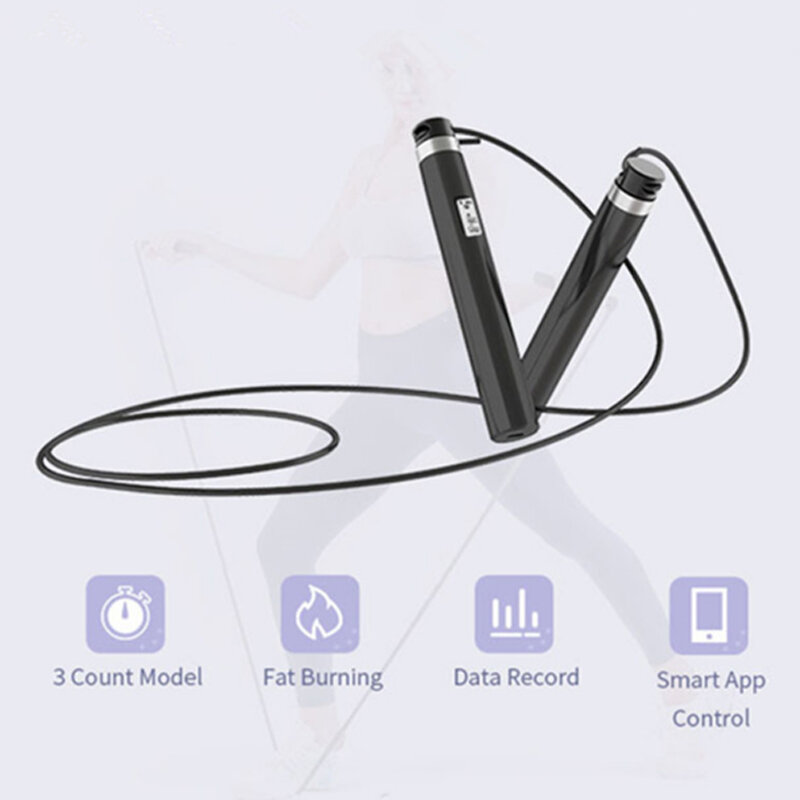 Cuerda de saltar para el hogar, equipo de fitness portátil, cuerda de saltar ajustable, conexión Bluetooth, carga USB, conteo electrónico de fitness