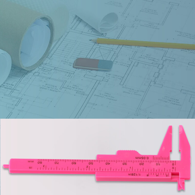 Calibrador Vernier deslizante de 0-80mm, regla de doble escala rosa/rosa roja para medir profundidad/altura/diámetro interno y externo, 1 unidad