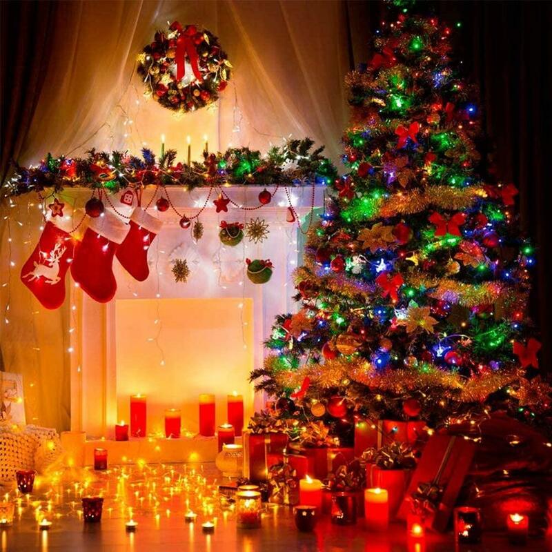 Рождественские уличные праздничные светодиодные гирлянды, 100 м, 50 м, 30 м, 20 м, 10 м, светодиодные украшения для вечерние ринки, праздника, свадьбы, гирлянда