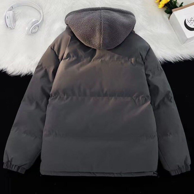 2023 New Men Down Cotton Coat Winter Jacket Short Loose Fashion Parkas Thicken Warm Outwear Hooded Leisure Overcoat