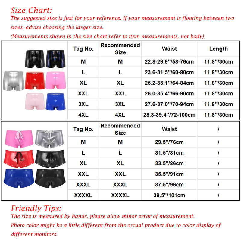 Mens Boxers Brief Wet Look Patent Leather Shorts Bulge Pouch Hot Pants Bottoms Pole Dancing Nightclub Costumes Swimwear