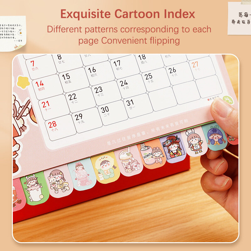 2024 kalender baru kartun lucu kalender Desktop perencana Notepad kalender kumparan buku alat tulis kantor sekolah perlengkapan