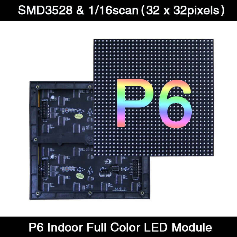 Módulo/Panel LED P6 SMD3528 para interiores, pantalla a todo Color de 200x192mm, 3 en 1, escaneo 192, HUB75E, 34x32 píxeles, 1/16 unidades/lote