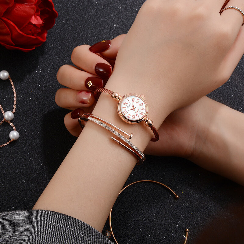 2024, damski zegarek na bransolecie w stylu retro, modny zegarek studencki ze stopu z drobnym łańcuszkiem