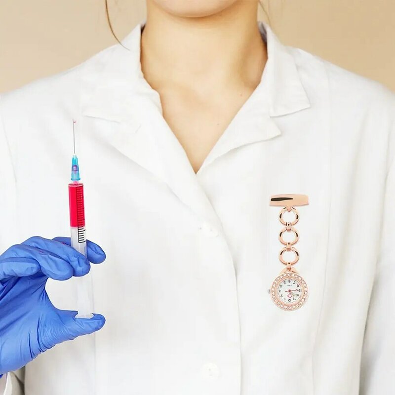 Adorável feminino enfermeira médica pingente diamante relógio de quartzo enfermeira relógio de bolso