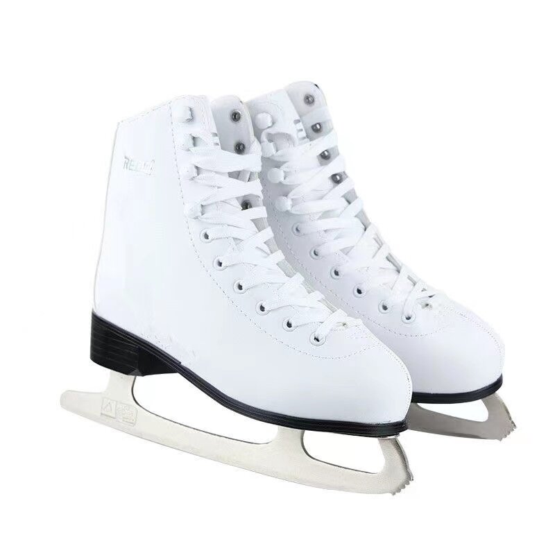 천연 가죽 아이스 피규어 스케이트, 날이 두꺼운 어린이 PVC 따뜻한 안전 방수 초보자 신발, 편안함
