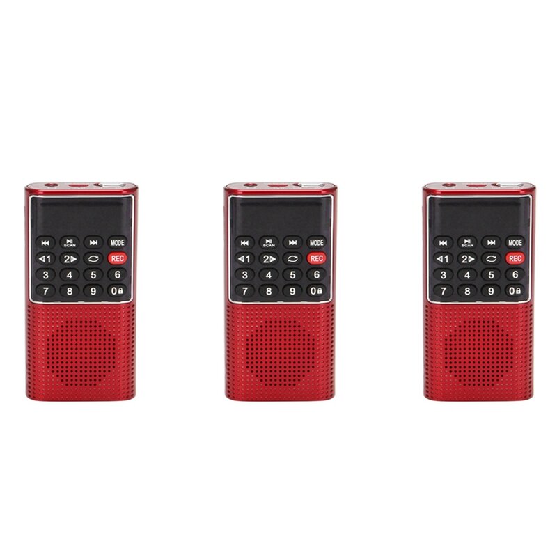 미니 휴대용 포켓 FM 자동 스캔 라디오 음악 오디오 MP3 플레이어, 야외 소형 스피커, 음성 녹음기 포함, 3X L-328