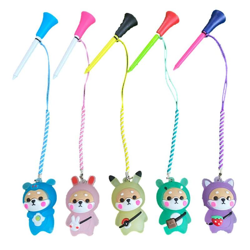 1pcs Golf Rubber Tees With Flashing Light Cartoon Cute Prevent Golf Outdoor Accessory Loss Braided With Ball Rope Holder Go F7q2