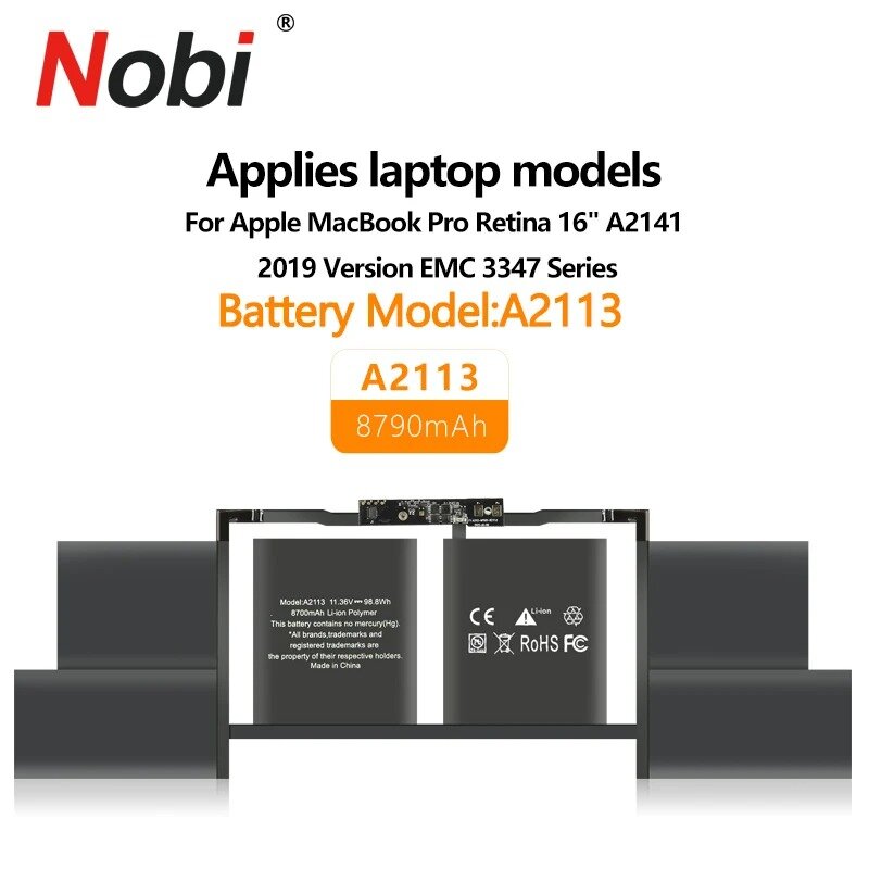 NOBI 99.8WH A2113 Аккумулятор для ноутбука Apple MacBook Pro Retina 16 ''A2141 2019 EMC 3347 BTO/CTO MVVJ2xx/A MVVK2xx/A MVVL2xx