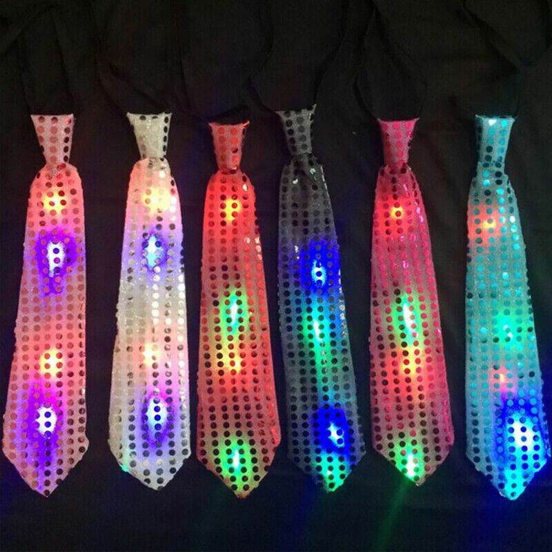 Migające oświetlenie LED w górę krawat nowa tkanina materiały na wesele LED krawaty koncert atmosfera rekwizyty LED światła cekiny krawat