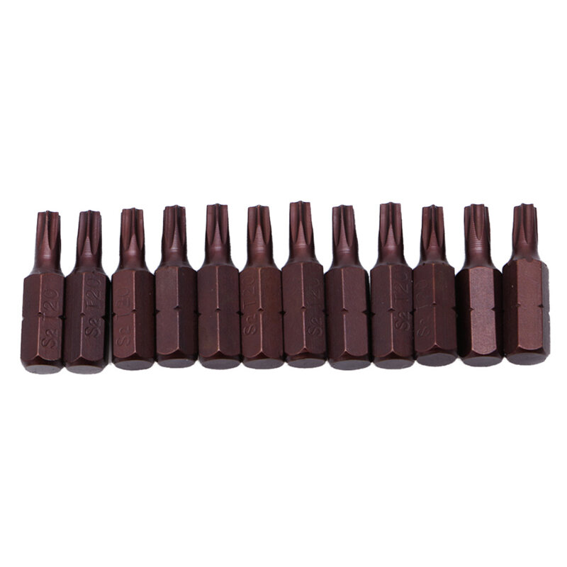 12Pcs T20 1/4" Shank Magnetic Torx Security Screwdriver Bits With Hole 25mm Dropship